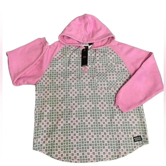 Levi's Skateboarding Hoodie Pink Gray Heavyweight Sweater Mens Size M New - Picture 3 of 15